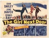 4f114 GIRL NEXT DOOR title card '53 artwork of Dan Dailey, sexy June Haver & Dennis Day all dancing!