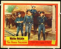 4f667 HORSE SOLDIERS LC #7 '59 concerned cavalry man John Wayne on railroad track with soldiers!
