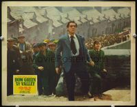 4f671 HOW GREEN WAS MY VALLEY lobby card '41 Walter Pidgeon & Roddy McDowall lead crowd up street!