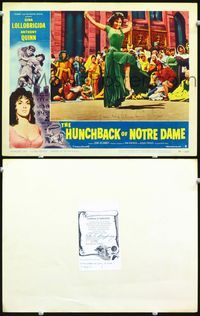 4f673 HUNCHBACK OF NOTRE DAME signed LC #8 '57 by sexiest Gina Lollobrigida, dancing in the square!