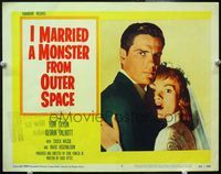 4f676 I MARRIED A MONSTER FROM OUTER SPACE LC #3 '58 frightened bride Gloria Talbott & Tom Tryon!