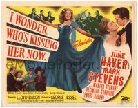 4f135 I WONDER WHO'S KISSING HER NOW TC '47 full-length sexy June Haver in flowing blue gown!
