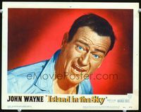 4f698 ISLAND IN THE SKY lobby card #5 '53 best super close up of wide-eyed yelling big John Wayne!