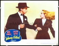 4f708 JOHNNY O'CLOCK LC R56 close up of Dick Powell in tuxedo with gun grabbing angry Evelyn Keyes!