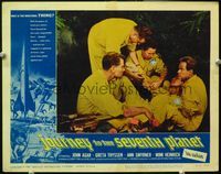 4f711 JOURNEY TO THE SEVENTH PLANET lobby card #1 '61 four astronauts help their wounded comrade!
