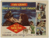 4f154 KISS THEM FOR ME TC '57 romantic art of Cary Grant & Suzy Parker, plus sexy Jayne Mansfield!