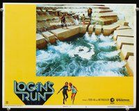 4f752 LOGAN'S RUN lobby card #6 '76 far shot of Michael York, Jenny Agutter & Peter Ustinov outside!