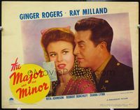 4f760 MAJOR & THE MINOR LC '42 close up of Ray Milland nuzzling the cheek of pretty Ginger Rogers!