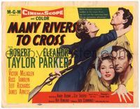4f187 MANY RIVERS TO CROSS TC '55 Robert Taylor is forced to marry at gunpoint by Eleanor Parker!