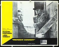 4f777 MIDNIGHT COWBOY int'l LC #4 '69 best close up of Dustin Hoffman & Jon Voight shivering on street!