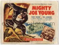 4f195 MIGHTY JOE YOUNG linen TC '49 first Ray Harryhausen, great art of ape rescuing girl in tree!