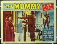 4f790 MUMMY lobby card #6 '59 great close up image of Christopher Lee as the monster attacking girl!