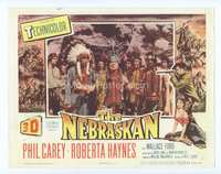 4f792 NEBRASKAN movie lobby card '53 3D, close up of Native American Indians with chief in front!