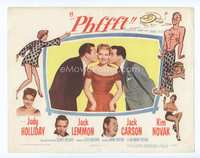 4f821 PHFFFT lobby card '54 Judy Holliday kissed from both sides by Jack Lemmon and Jack Carson!