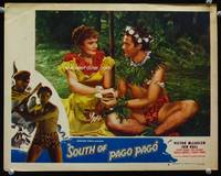 4f897 SOUTH OF PAGO PAGO LC #2 R47 great close up of Jon Hall in wacky outfit with Frances Farmer!