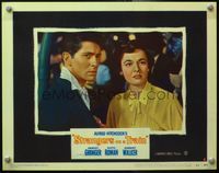 4f913 STRANGERS ON A TRAIN LC #2 '51 Hitchcock, close up of intense Farley Granger & Ruth Roman!