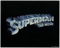 4f288 SUPERMAN title card '78 D.C. Comics classic superhero, cool 3-D title lettering design!