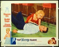4f932 THAT FUNNY FEELING LC #3 '65 concerned Sandra Dee helps Bobby Darin, who is laying on floor!