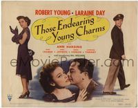 4f314 THOSE ENDEARING YOUNG CHARMS TC '45 Robert Young winks at beautiful Laraine Day & kisses her!