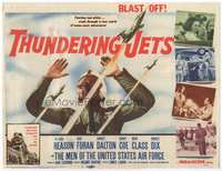 4f320 THUNDERING JETS title card '58 United States Air Force, cool image of pilot & fighter planes!