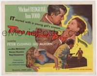 4f323 TIME WITHOUT PITY TC '57 art of Michael Redgrave grabbing screaming Ann Todd by the chin!