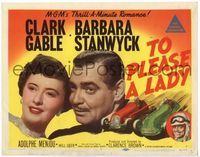 4f324 TO PLEASE A LADY TC '50 great art of race car driver Clark Gable & sexy Barbara Stanwyck!