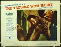 4f956 TROUBLE WITH HARRY LC #3 '55 Hitchcock, close up of Edmund Gwenn & John Forsythe w/body!
