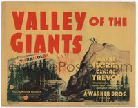 4f344 VALLEY OF THE GIANTS title card '38 great artwork of men fighting on mountain top by redwoods!