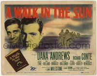 4f350 WALK IN THE SUN title card '45 close up of World War II soldiers Dana Andrews & Richard Conte!