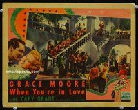 4f984 WHEN YOU'RE IN LOVE lobby card '37 far shot of Grace Moore on balcony singing to Cary Grant!