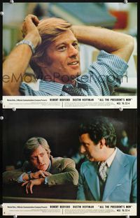 4g025 ALL THE PRESIDENT'S MEN 2 color 11x14 stills '76 close-up of Robert Redford as Bob Woodward!