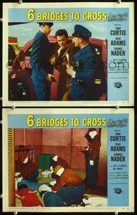 4g014 6 BRIDGES TO CROSS 2 movie lobby cards '55 Tony Curtis in the great $2,500,000 Boston robbery!