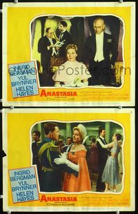 4g030 ANASTASIA 2 movie lobby cards '56 great images of Ingrid Bergman in title role, Yul Brynner!