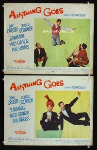 4g036 ANYTHING GOES 2 movie lobby cards '56 cool images of Bing Crosby, Donald O'Connor!