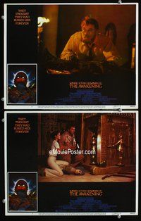 4g041 AWAKENING 2 movie lobby cards '80 Charlton Heston w/Egyptian artifacts!
