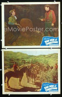 4g048 BAD MEN OF TOMBSTONE 2 movie lobby cards '48 stagecoach robbery, wild cowboy shootout image!