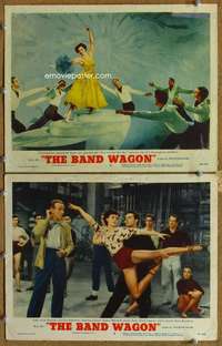 4g051 BAND WAGON 2 movie lobby cards '53 sexy dancer Cyd Charisse on podium & puzzling Fred Astaire!
