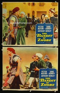 4g052 BANDIT OF ZHOBE 2 movie lobby cards '59 cool images of Victor Mature in Arabian adventure!