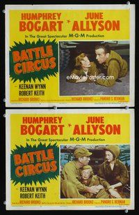 4g059 BATTLE CIRCUS 2 movie lobby cards '53 Humphrey Bogart w/sexy women in uniform!