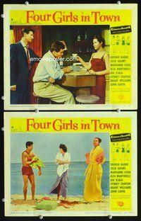4g010 4 GIRLS IN TOWN 2 movie lobby cards '56 George Nader, sexy Julie Adams!