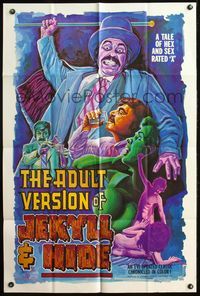 4h043 ADULT VERSION OF JEKYLL & HIDE 1sh '73 a tale of hex & sex, rated-X, horror!