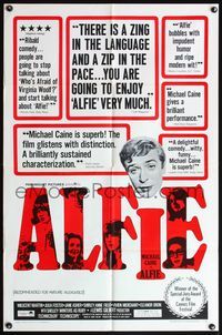 4h050 ALFIE reviews style 1sh '66 British cad Michael Caine loves them and leaves them, ask any girl