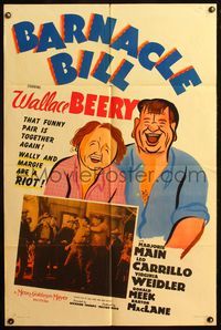 4h094 BARNACLE BILL style C 1sh '41 completely different art of Marjorie Main & Wallace Beery!