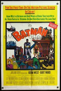 4h104 BATMAN 1sh '66 DC Comics, great image of Adam West & Burt Ward with villains!