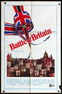 4h106 BATTLE OF BRITAIN style B 1sh '69 cool airplane flag art, classic World War II battle!