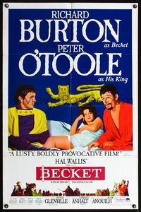 4h112 BECKET style B 1sh '64 Richard Burton as Becket, Peter O'Toole, John Gielgud