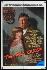 4h125 BIG SLEEP 1sh '78 cool art of Robert Mitchum & sexy Candy Clark by Richard Amsel!