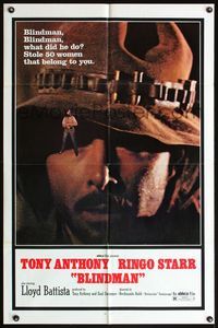 4h141 BLINDMAN 1sh '72 Tony Anthony, Ringo Starr, spaghetti western!
