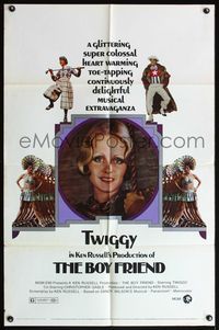 4h156 BOY FRIEND 1sh '71 close-up of sexy Twiggy, directed by Ken Russell!