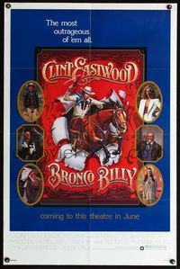 4h169 BRONCO BILLY advance 1sh '80 Clint Eastwood, rodeo art by Roger Huyssen!